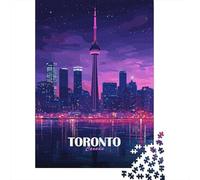 1000 Piece Jigsaw Puzzle, Toronto Canada Skyline at Night, 70x50cm/1000pcs, for Adults, Relaxing Winter Hobby, Home Relaxation And Cosy Evenings