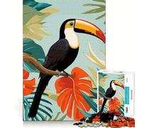 1000 Piece Jigsaw Puzzle Toucan in Tropical Paradise Neat Edge Decor Problem Solve Fun Easy Time Fun Xmas Decor Gift (50x75cm)