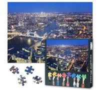 1000-Piece Jigsaw Puzzle Tower Bridge and Thames River - 50x70cm Puzzles for Adults, Aerial View of London At Night Cityscape Puzzles Unique Gift for Parlour Games