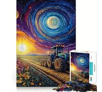 1000 Piece Jigsaw Puzzle Tractor Under Cosmic Sky Fine Edge Craft Brain Skill Play Relax Game Play Christmas Art Gift(38x26cm)