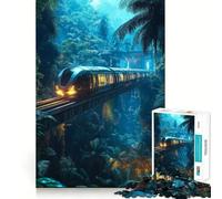 1000 Piece Jigsaw Puzzle Train Through Jungle Sharp Cut Art Logic Thinking Play Chill Time Play Birthday Fun Gift(38x26cm)