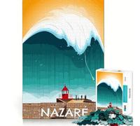 1000 Piece Jigsaw Puzzle Travel to Nazare Fine Edge Craft Brain Skill Play Relax Game Play Christmas Art Gift (50x75cm)