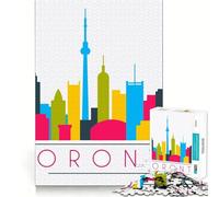1000 Piece Jigsaw Puzzle Travel to Toronto Neat Edge Decor Problem Solve Fun Easy Time Fun Xmas Decor Gift(38x26cm)