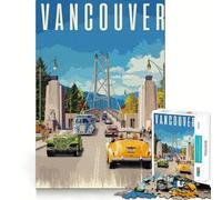 1000 Piece Jigsaw Puzzle Travel to Vancouver Fine Edge Craft Brain Skill Play Relax Game Play Christmas Art Gift(38x26cm)