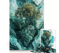 1000 Piece Jigsaw Puzzle Tree on The Emerald Cliffs Fine Edge Craft Brain Skill Play Relax Game Play Christmas Art Gift (38x52cm)