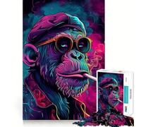 1000 Piece Jigsaw Puzzle Trippy Monkey Neat Edge Decor Problem Solve Fun Easy Time Fun Xmas Decor Gift(38x26cm)
