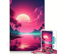 1000 Piece Jigsaw Puzzle Tropic Neon Oasis Sharp Cut Art Logic Thinking Play Chill Time Play Birthday Fun Gift (50x75cm)