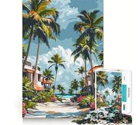 1000 Piece Jigsaw Puzzle Tropical Beach Paradise Neat Edge Decor Problem Solve Fun Easy Time Fun Xmas Decor Gift(38x26cm)
