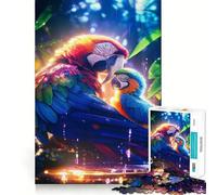 1000 Piece Jigsaw Puzzle Tropical Macaws in Rain Fine Edge Craft Brain Skill Play Relax Game Play Christmas Art Gift(38x26cm)
