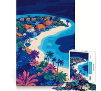 1000 Piece Jigsaw Puzzle Tropical Maldives Islands Minimalist Art Sharp Cut Art Logic Thinking Play Chill Time Play Birthday Fun Gift(38x26cm)