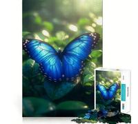 1000 Piece Jigsaw Puzzle Tropical Rainforest Blue Morpho Butterfly Fine Edge Craft Brain Skill Play Relax Game Play Christmas Art Gift (38x52cm)