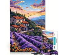 1000 Piece Jigsaw Puzzle Tuscany Lavender Pixel Art Sharp Cut Art Logic Thinking Play Chill Time Play Birthday Fun Gift (50x75cm)