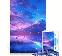 1000 Piece Jigsaw Puzzle Twilight Sakura Mt Fuji Neat Edge Decor Problem Solve Fun Easy Time Fun Xmas Decor Gift (38x52cm)