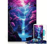 1000 Piece Jigsaw Puzzle Twilight Waterfall Art Neat Edge Decor Problem Solve Fun Easy Time Fun Xmas Decor Gift (50x75cm)