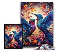 1000 Piece Jigsaw Puzzle Two Colorful Hummingbirds Impossible Jigsaw Puzzles for Adults for Home Decor, Brain Training Size 26x38cm