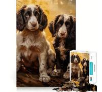1000 Piece Jigsaw Puzzle Two English Springer Spaniels in Autumn Forest Sharp Cut Art Logic Thinking Play Chill Time Play Birthday Fun Gift (50x75cm)