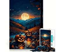 1000 Piece Jigsaw Puzzle Two Halloween Pumpkins Neat Edge Decor Problem Solve Fun Easy Time Fun Xmas Decor Gift (38x52cm)