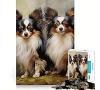 1000 Piece Jigsaw Puzzle Two Papillon Dogs Flawless Fit Art Brain Boosting Play Rest Time Play Christmas Wall Art (50x75cm)