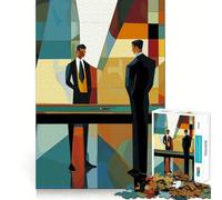 1000 Piece Jigsaw Puzzle Two Suited Men by Pool Table Flawless Fit Art Brain Boosting Play Rest Time Play Christmas Wall Art (50x75cm)