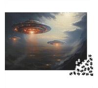 1000 Piece Jigsaw Puzzle, UFOs Hovering Over Water, 52x38cm/1000pcs, for Adults, Shared Puzzle Activity, Relaxing Evenings And Time Together