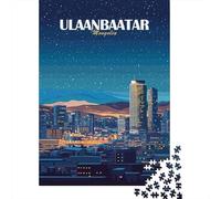 1000 Piece Jigsaw Puzzle, Ulaanbaatar Mongolia Cityscape at Night, 52x38cm/1000pcs, for Adults, Gift for Puzzle Lovers, Family Activity And Time at Home