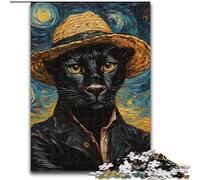 1000 Piece Jigsaw Puzzle Van Gogh Black Leopard Made of Wood, Interactive Family Game, Suitable for Ages 14+ 50x75cm An for Christmas Or Birthdays
