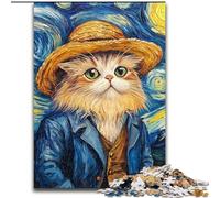 1000 Piece Jigsaw Puzzle Van Gogh Cat Wooden Puzzles size 50x75cm Relaxing Entertainment, Home Decor