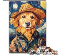 1000-Piece Jigsaw Puzzle Van Gogh Golden Retriever cardboard Jigsaw Puzzles for Adults size 26x38cm Family Game Night Fun, DIY Decorative Artwork