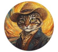 1000 Piece Jigsaw Puzzle Van Gogh Orange Cat 1000Pc Adults Round Jigsaw Puzzle for Mother'S Day, Birthdays, Christmas (Size 67.5x67.5cm)