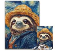 1000-Piece Jigsaw Puzzle Van Gogh Sloth Difficult Puzzles for Adults Creative Family Game & Home Decor, for Teenagers 26X38CM/10.23x14.96inch
