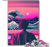 1000-Piece Jigsaw Puzzle Vaporwave Aesthetics Jigsaw Puzzles for Adults 1000 Develops Hand-Eye Coordination Skills, Perfect for Birthday Gifts (Size 26x38cm)