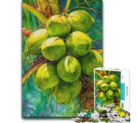 1000 Piece Jigsaw Puzzle, Vibrant Green Coconuts Botanical Watercolor A