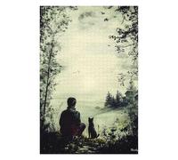 1000 Piece Jigsaw Puzzle, Vintage Solitude - Man and Dog in Tranquil Na