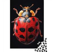 1000 Piece Jigsaw Puzzle, Vivid Red Ladybug Macro Photography, 52x38cm/1000pcs, for Adults, Relaxing Winter Hobby, Weekend Downtime And Cosy Evenings