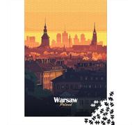 1000 Piece Jigsaw Puzzle, Warsaw Skyline Sunset, 52x38cm/1000pcs, for Adults, Winter Indoor Activity, Weekend Downtime And Time at Home