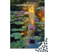 1000 Piece Jigsaw Puzzle, Water Lily Pond Reflections, 70x50cm/1000pcs, for Adults, Puzzle Lover Present, Winter Home Activity And Time at Home