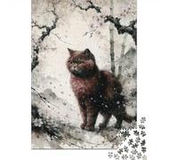 1000 Piece Jigsaw Puzzle, Watercolor Cat Amidst Cherry Blossoms, 38x26cm/1000pcs, for Adults, Thoughtful Gift Idea, Winter Home Activity And Time at Home