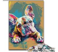 1000 Piece Jigsaw Puzzle Watercolor French Bulldog Made of cardboard, Fun Activity for at Home size 38x26CM DIY Decoration Brain Challenging