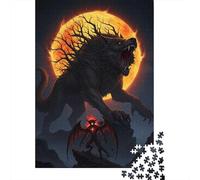 1000 Piece Jigsaw Puzzle, Werewolf And Demon Under Fiery Moon, 38x26cm/1000pcs, for Adults, Puzzle Lover Present, Winter Home Activity And Time at Home