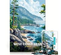 1000 Piece Jigsaw Puzzle West Coast Trail Canada Landscape Painting Flawless Fit Art Brain Boosting Play Rest Time Play Christmas Wall Art (38x52cm)