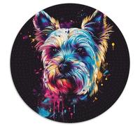 1000 Piece Jigsaw Puzzle West Highland Terrier Round Jigsaws 1000 Pieces for Adults for Home Decor & Holiday Fun 67.5x67.5cm