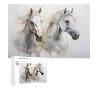 1000 Piece Jigsaw Puzzle, Whispering Winds A Pair of Graceful Horses i