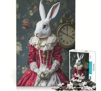 1000 Piece Jigsaw Puzzle White Rabbit Dressed Practical Game Parent-child Interaction Artists Collection Fine Art 38x26cm