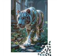 1000 Piece Jigsaw Puzzle, White Tiger in Ancient Ruins, 52x38cm/1000pcs, for Adults, Shared Puzzle Activity, Weekend Leisure And Time Together