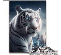 1000 Piece Jigsaw Puzzle White Tiger in The City Impossible Jigsaw Puzzles for Adults Family Interactive Game, Brain Teaser Gift, Educational Toy (Size 50x75cm)