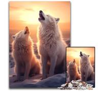 1000 Piece Jigsaw Puzzle White Wolves Howling Impossible Jigsaw Puzzles for Adults for Teenager & Families Perfect DIY Decor & BrainTeasing Challenge 1000 PCS(75x50cm)