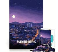 1000 Piece Jigsaw Puzzle Windhoek Namibia Cityscape at Night Sharp Cut Art Logic Thinking Play Chill Time Play Birthday Fun Gift(38x26cm)