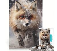 1000 Piece Jigsaw Puzzle Winter Hunt RedFox in Snow Practical Game Parent-child Interaction Artists Collection Fine Art 38x26cm