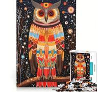 1000 Piece Jigsaw Puzzle Wise Owl Tribal Style Practical Game Parent-child Interaction Artists Collection Fine Art 38x26cm