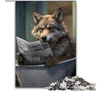 1000 Piece Jigsaw Puzzle Wolf Reading Newspaper JigsawPuzzle 1000 Pieces for Adults for Birthdays, Holidays, And Special Occasions (Szie 26x38 cm)